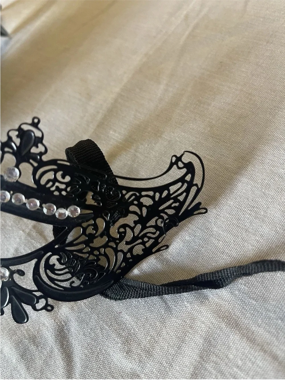 Black Crystal Filigree Venetian Masquerade Mask